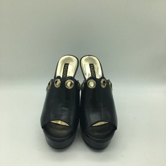 Black Women Open Toe Mules Platform Chunky High Heels Sandals - Picture 1 of 10